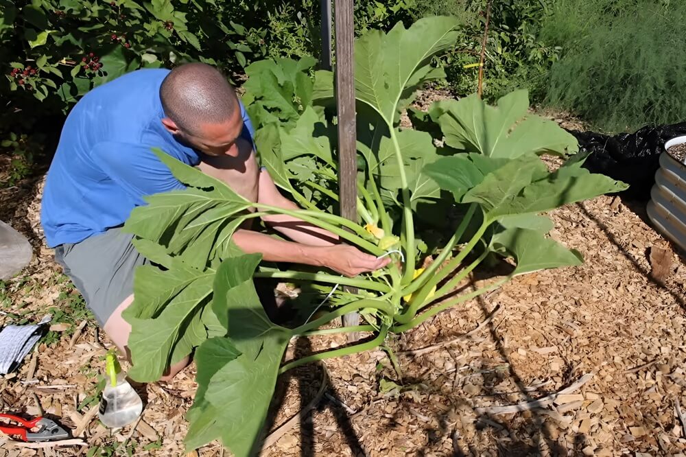 Tying Plant to Stake