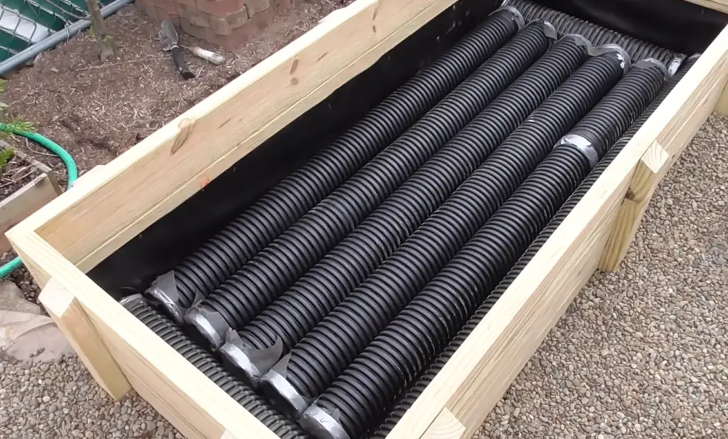 DRAIN PIPES IN RAISED BED