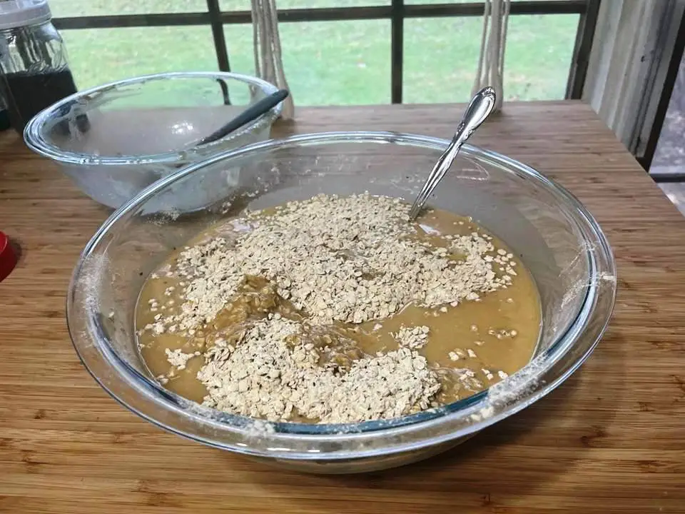 ROLLED OATS ADDED TO BOWL
