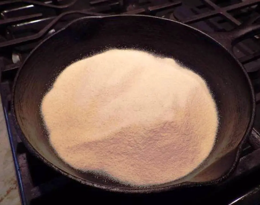 corn meal in pan