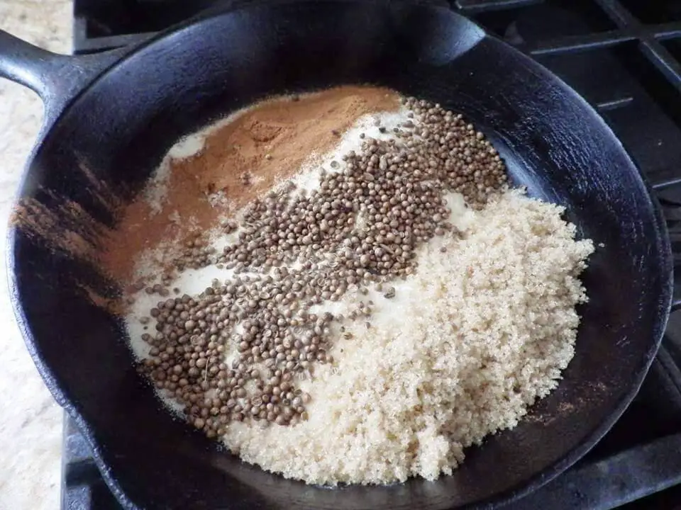 corn-meal-cinammon-brown-sugar-chia-seeds-in-pan