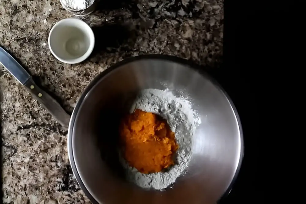 Adding Flour to Sweet Potatoes