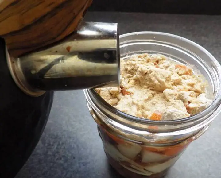 Adding Water to Beef Stew Jar