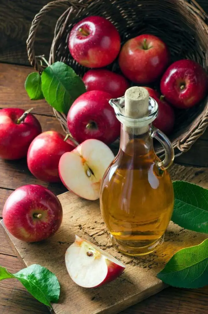 Apple Cider Vinegar and Apples in Basket