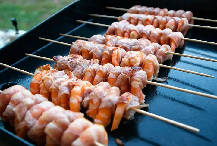 Bacon Wrapped Shrimp On Grill