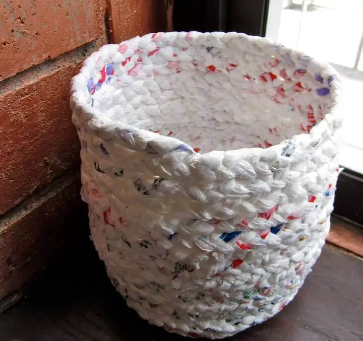 Basket From Plastic Grocery Bags