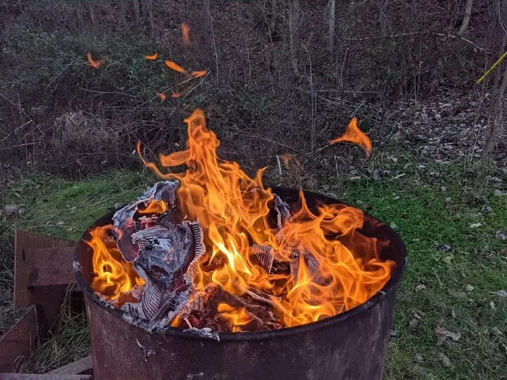 Burn Barrel With No Cover And Hot Debris