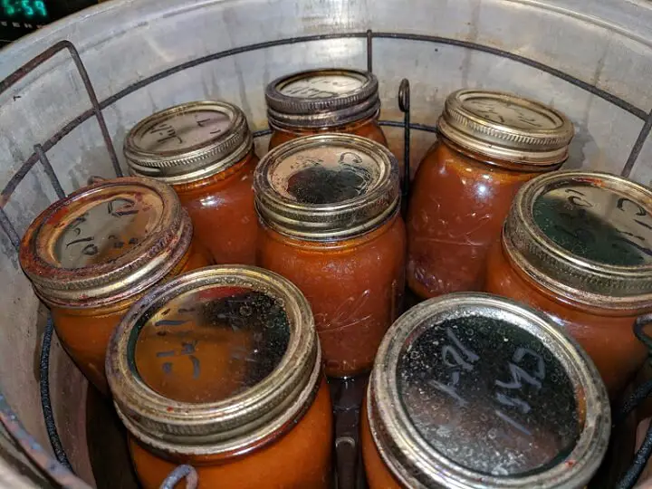 Canned Chili in Canner