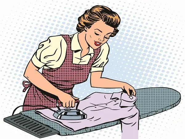 Cartoon Woman Ironing Clothes