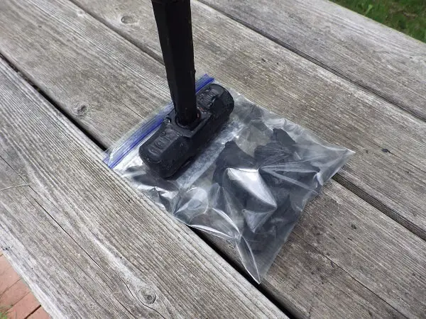 Charcoal in 2 Plastic Bags Before Hammering for First Breakup