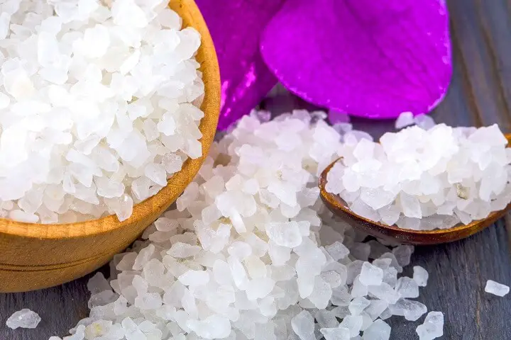 Closeup of Epsom Salt in Bowl