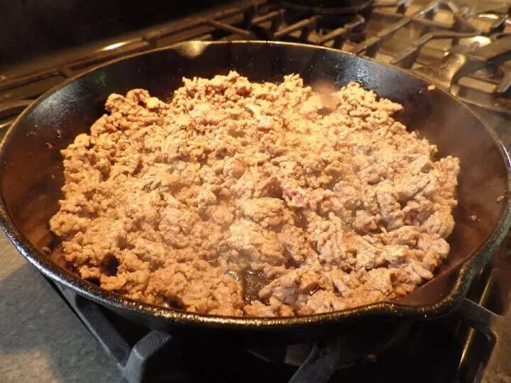 Cooked Beef in Skillet
