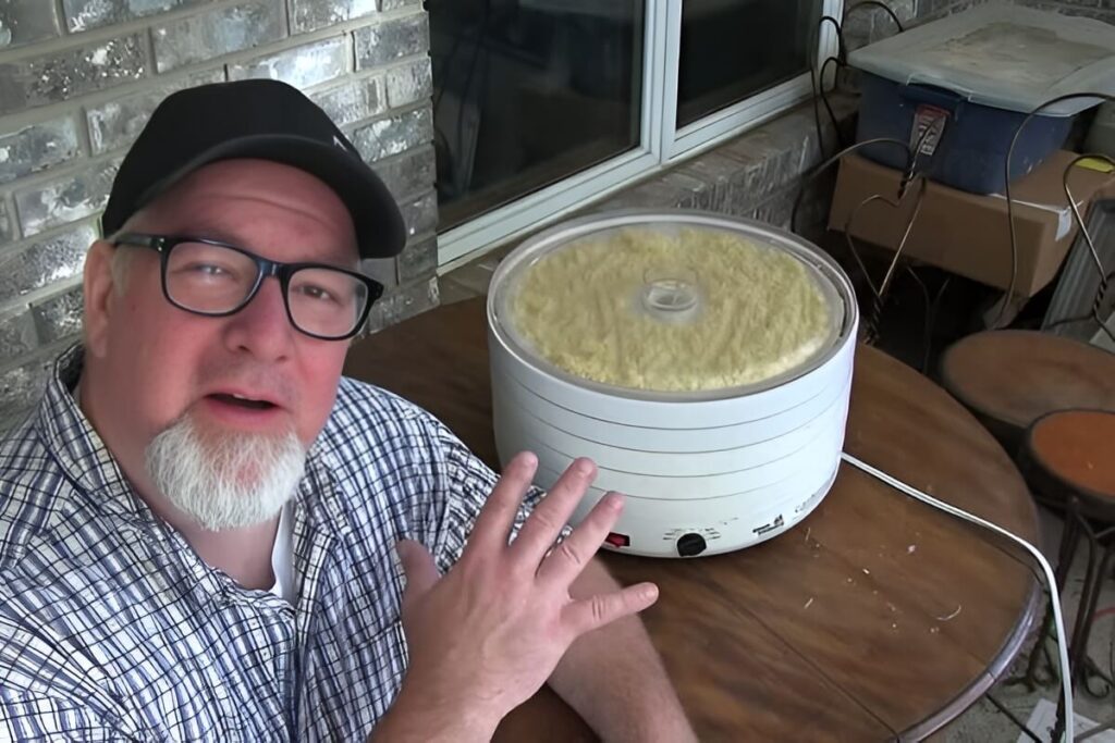 Dehydrator Outside with Garlic