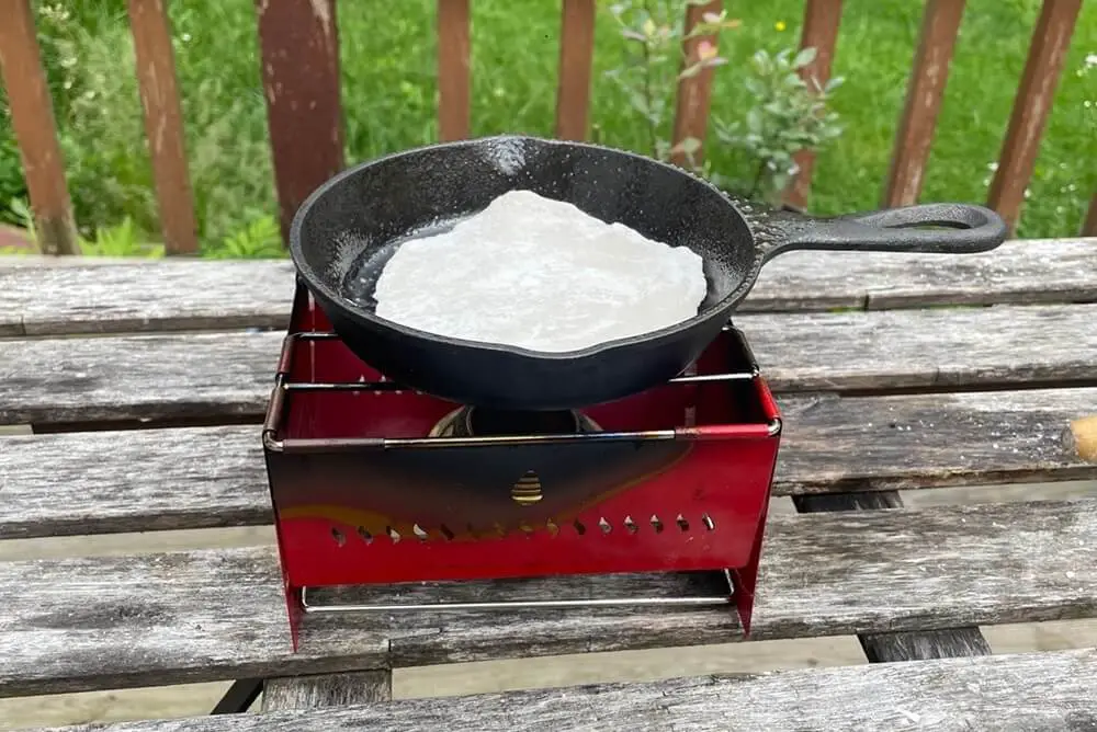 Dough Baking on Camp Stove