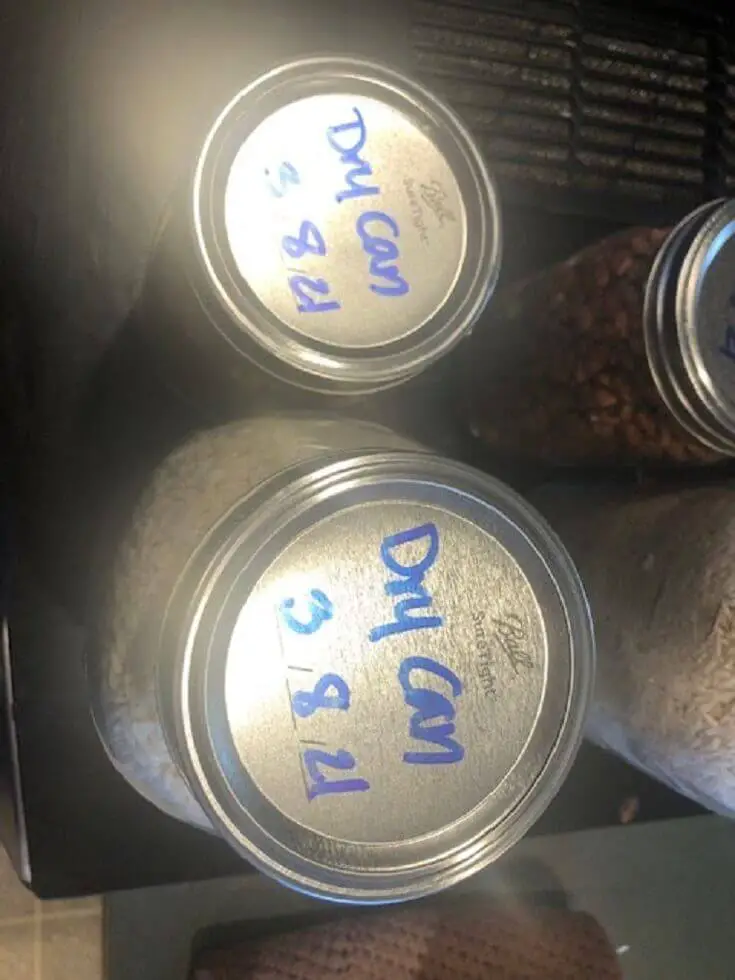 Dry Canning Jars Labeled