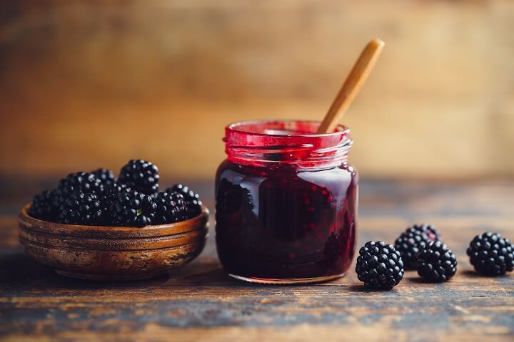 Fresh Blackberry Jam in a Jar