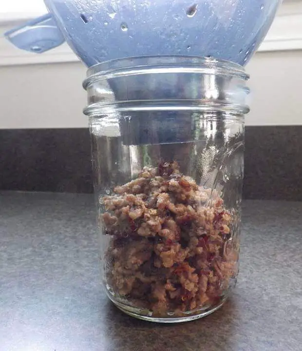 Ground Beef Halfway Up Pint Jar