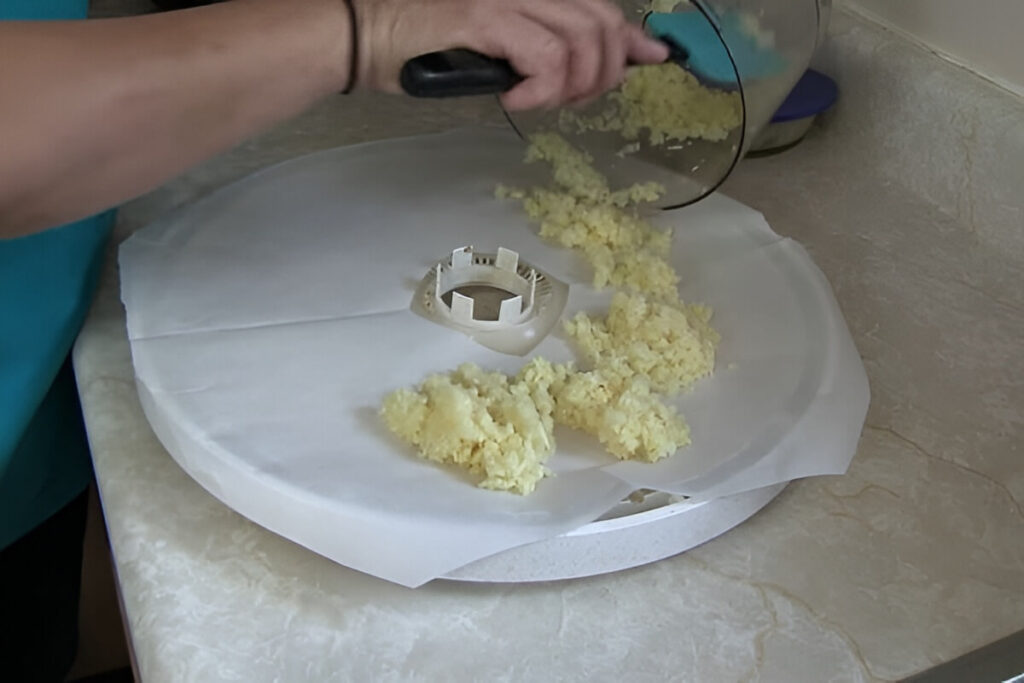 Ground Garlic on Parchment Paper