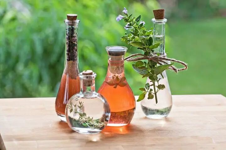 Herbal Vinegars on Table