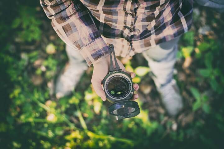 Hiker Using a Compass