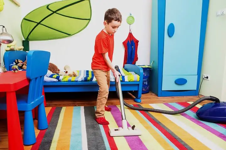 Kid Vacuuming His Room