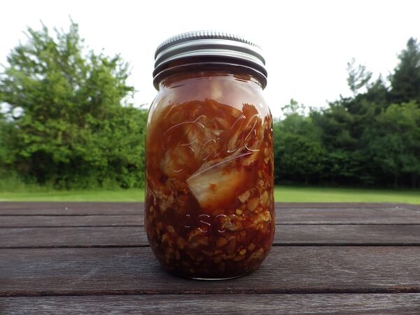Kimchi Fermenting in a Jar