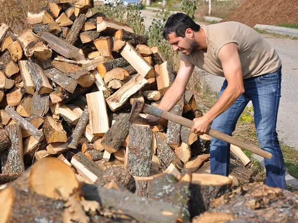 Man Chopping Firewood