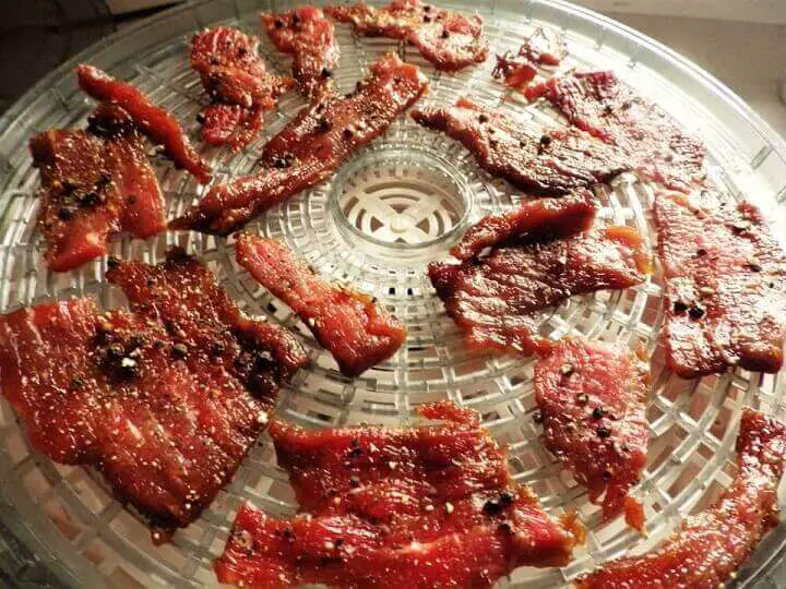 Meat On Dehydrator Tray