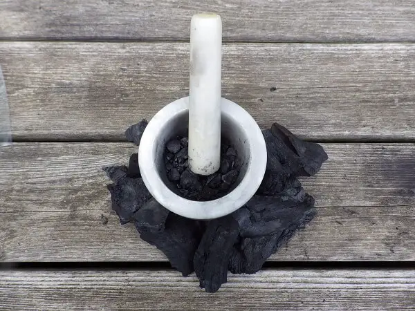 Mortar and Pestle to Grind Charcoal Into Dust