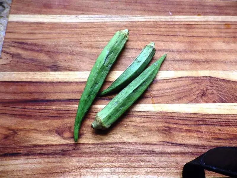 Okra on Cutting Board