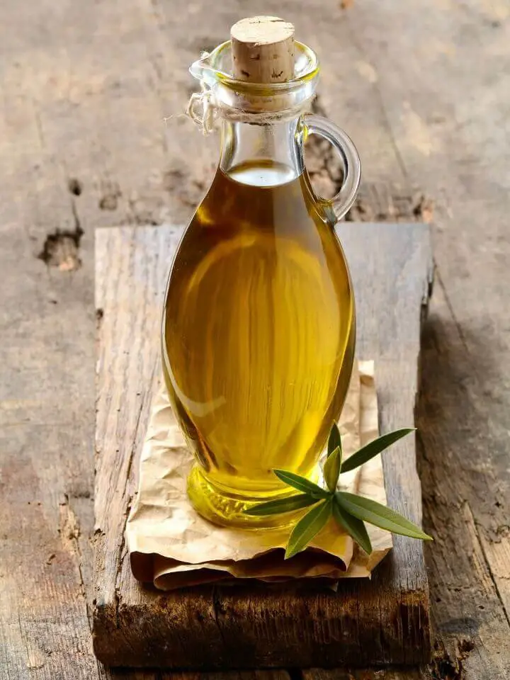 Olive Oil Bottle on Wood