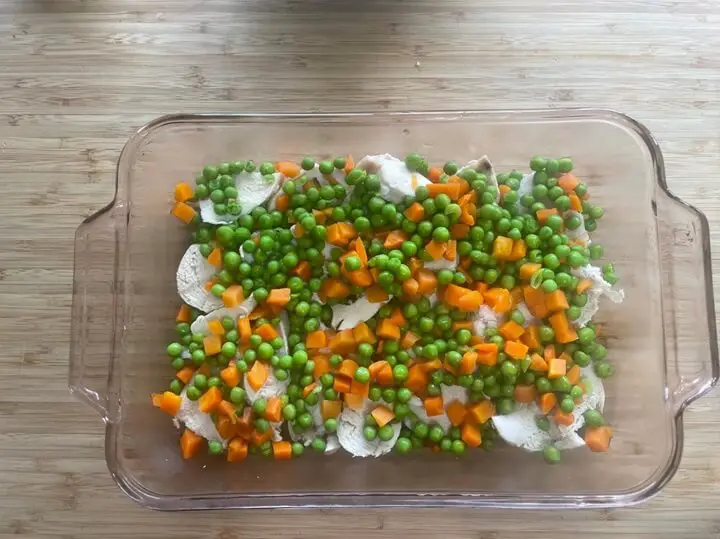 Peas and Carrots in Dish