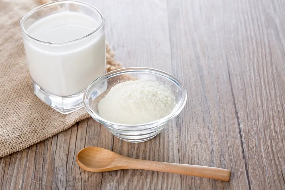 Powdered Milk in Dish with Milk