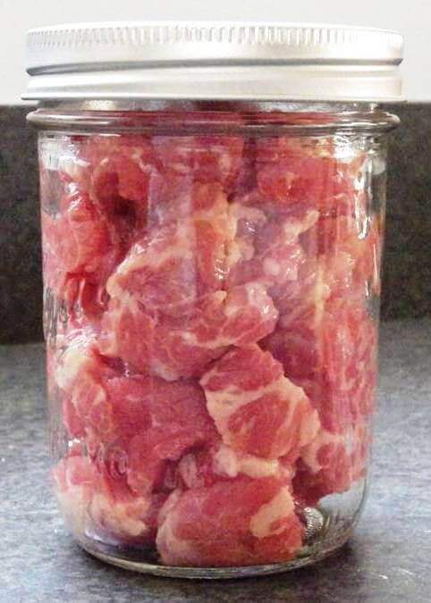 Raw Beef Chunks in Jar