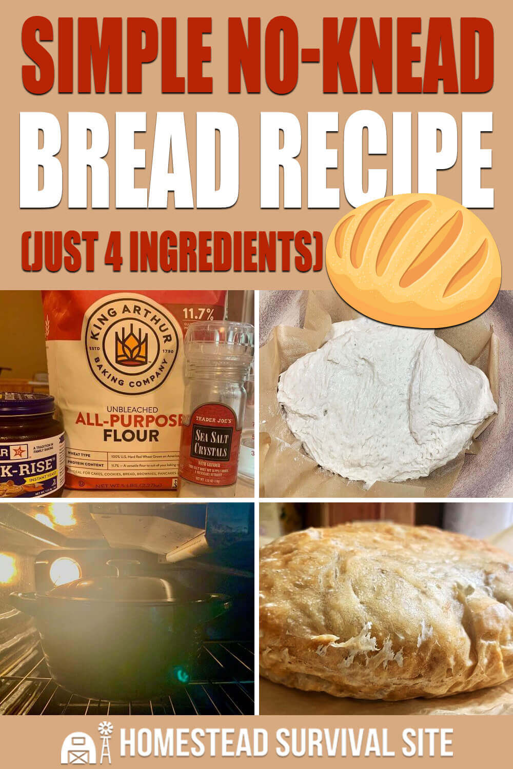 Simple No-Knead Bread Recipe (Just 4 Ingredients)