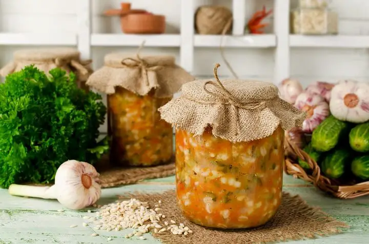 Soup In Canning Jar On Table