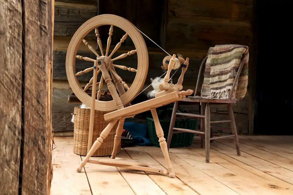 Spinning Wheel and Chair