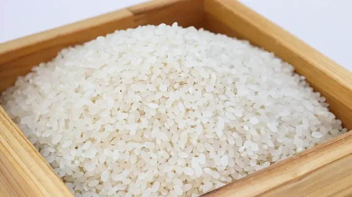 White Rice in Wooden Bowl