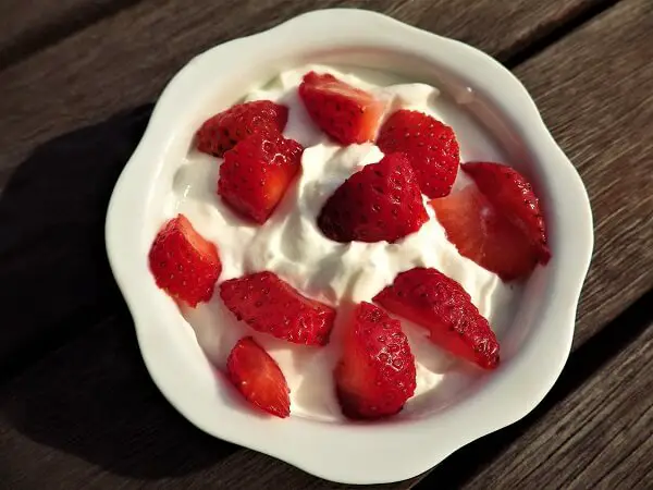 Yogurt Topped With Strawberries